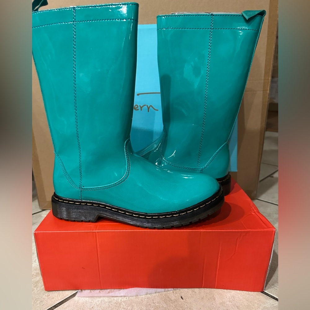 Modern Rush Womens Jacklyn Rain Boots in Teal New In Box
